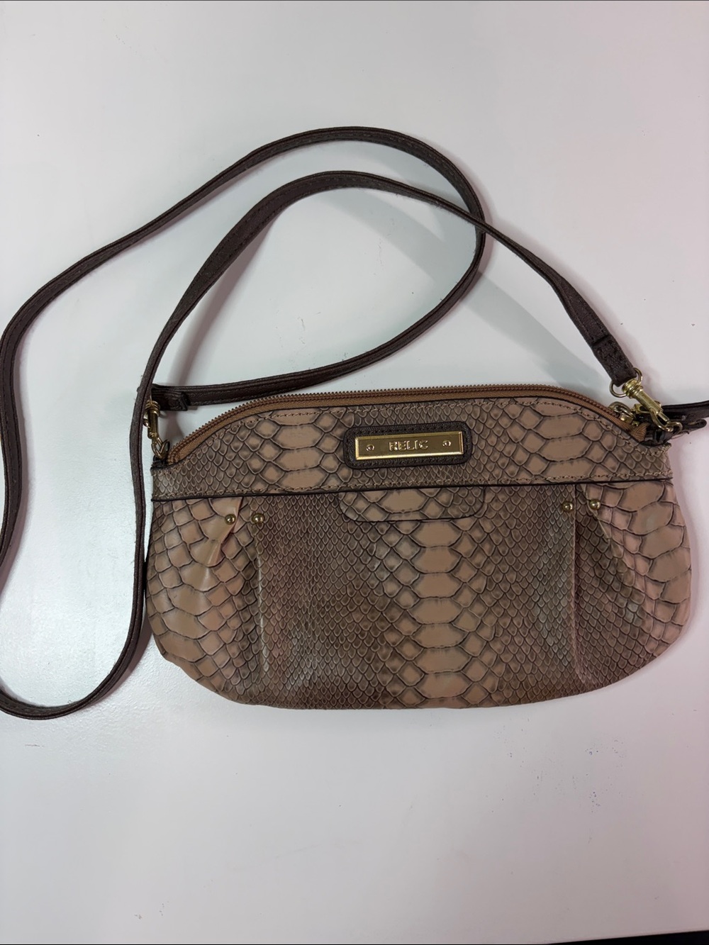 Relic Y2K Faux Snakeskin Crossbody Baguette Bag Brown Taupe
